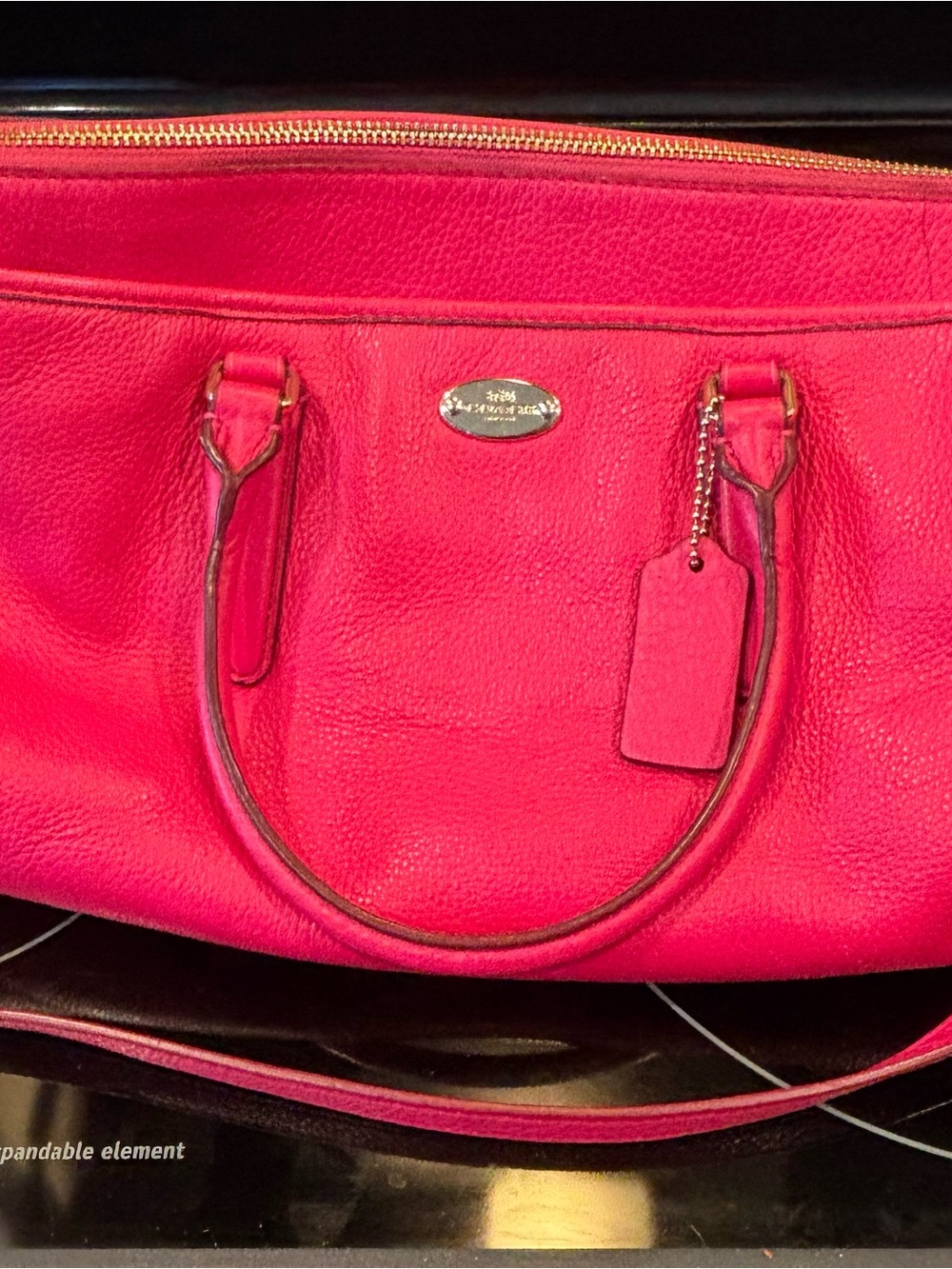 Coach Hot Pink Leather Shoulder Tote with Gold Hardware